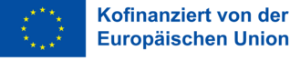 Flagge der Europäischen Union neben dem Text 'Kofinanziert von der Europäischen Union'